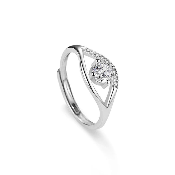 Couple Ring Sterling Silver Diamond Geometric Simple Style