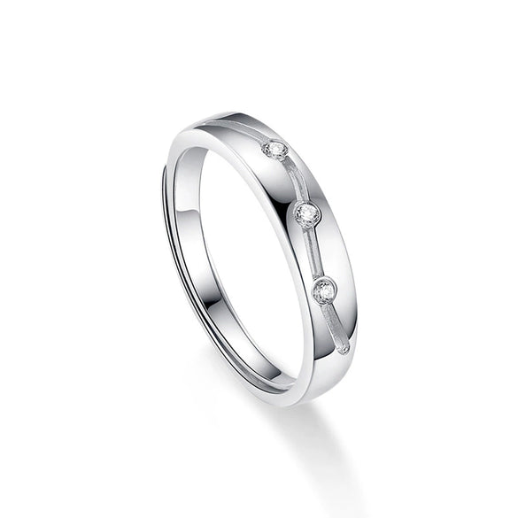 Couple Ring Sterling Silver Diamond Geometric Simple Style