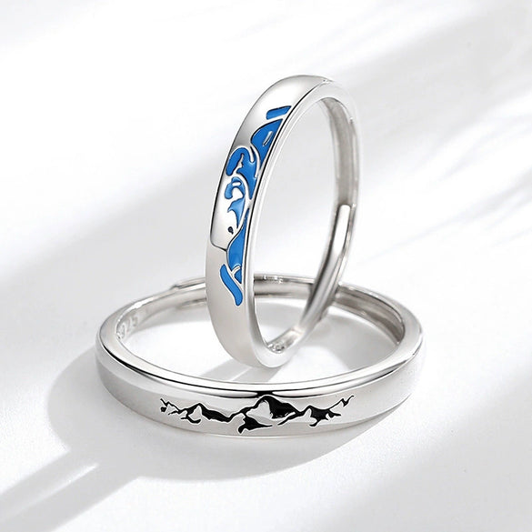 Couple Ring Sterling Silver 925 Dripping Oil Retro Creative Design