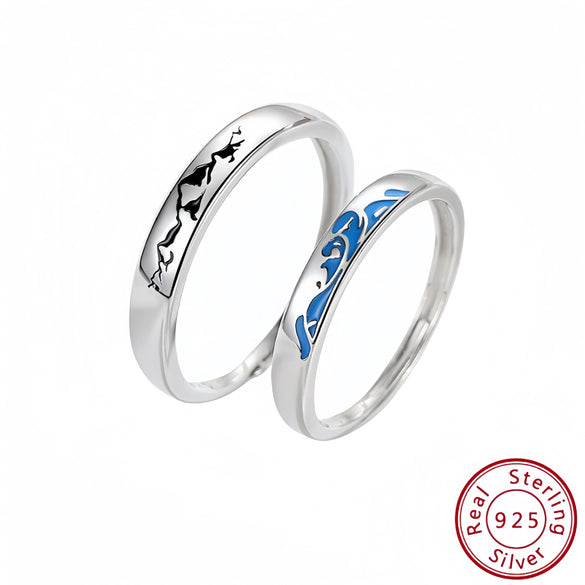 Couple Ring Sterling Silver 925 Dripping Oil Retro Creative Design