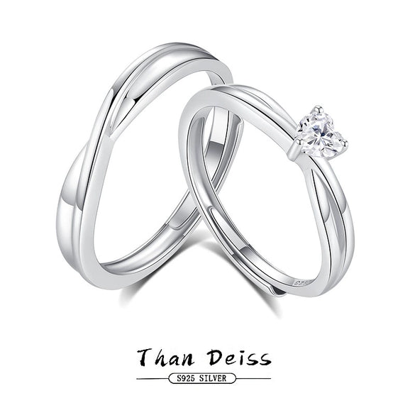 Couple Ring 925 Sterling Silver Geometric Design