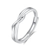 Couple Ring 925 Sterling Silver Geometric Style Diamond Design Opening Ring