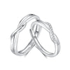 Couple Ring 925 Sterling Silver Geometric Style Diamond Design Opening Ring