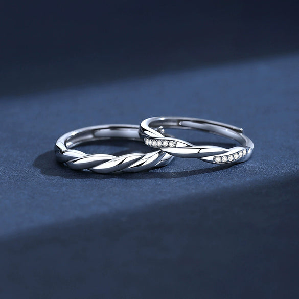 Couple Ring 925 Sterling Silver Geometric Style