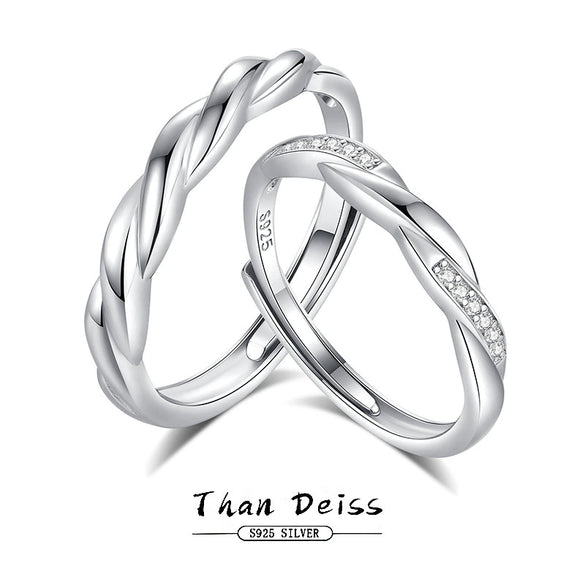 Couple Ring 925 Sterling Silver Geometric Style