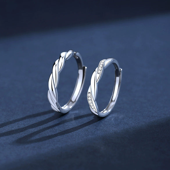 Couple Ring 925 Sterling Silver Geometric Style