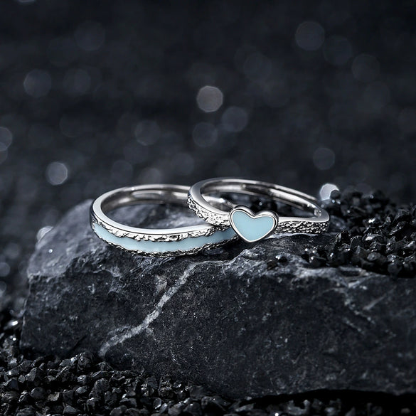 Couple Ring 925 Sterling Silver Heart Shape Electroplated Jewelry