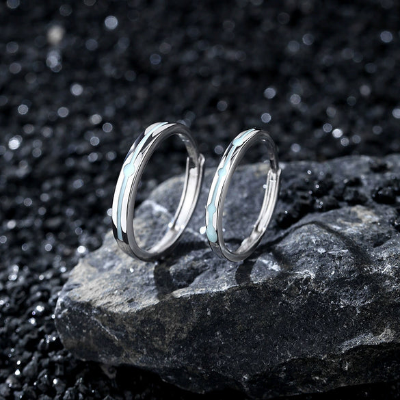 Couple Ring 925 Sterling Silver Niche Geometric Electroplated