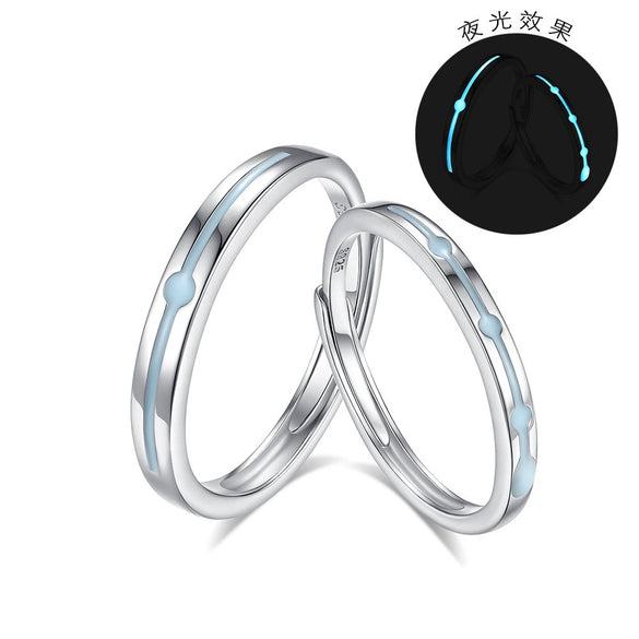 Couple Ring 925 Sterling Silver Niche Geometric Electroplated