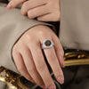 Couple Ring Tiger Eye Stone Blue Turquoise Titanium Steel 18K Gold Non Fading Retro Geometric Niche Design Electroplating