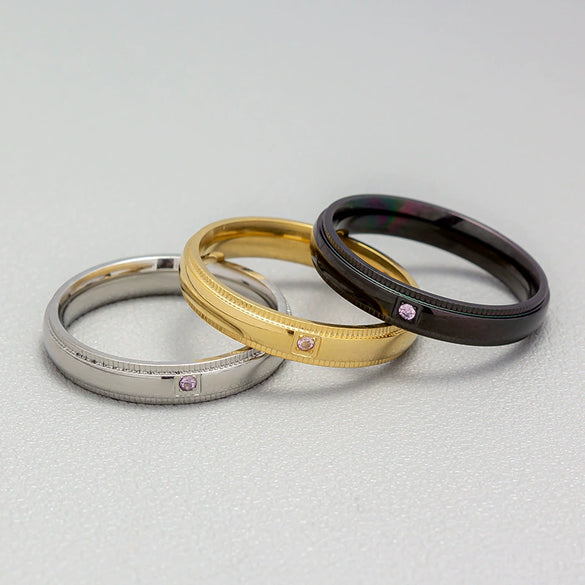 Couple Ring Titanium Steel Geometric Real Gold Inlaid Furnace Electroplated