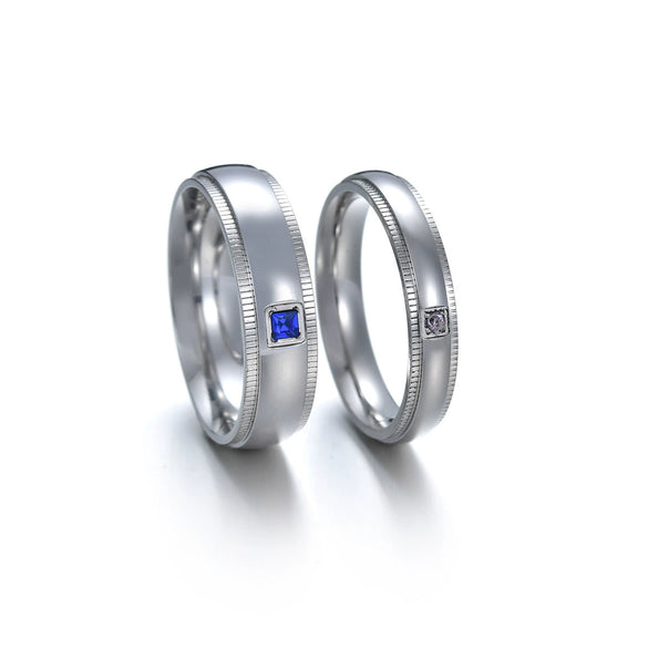 Couple Ring Titanium Steel Geometric Real Gold Inlaid Furnace Electroplated
