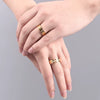 Couple Ring Titanium Steel Simple Geometric Electroplated Gold Inlaid Zircon Jewelry