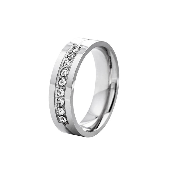 Couple Rings Stainless Steel Geometric Electroplating Zircon Jewelry
