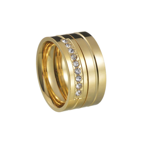 Couple Rings Stainless Steel Geometric Electroplating Zircon Jewelry