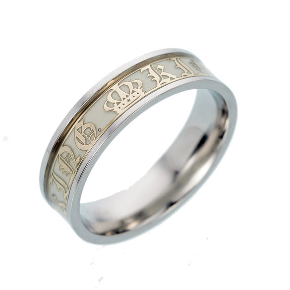 Couple Rings Stainless Steel Geometric Luminous Dripping Oil Jewelry