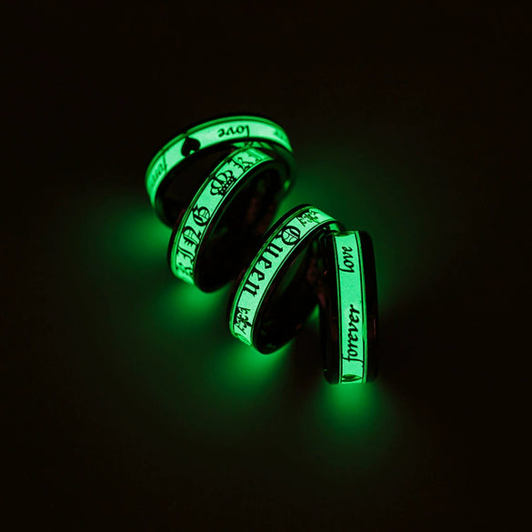 Couple Rings Stainless Steel Geometric Luminous Dripping Oil Jewelry