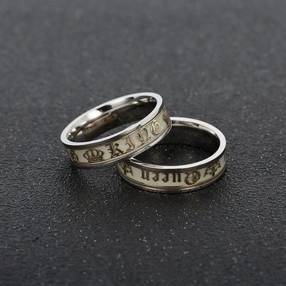 Couple Rings Stainless Steel Geometric Luminous Dripping Oil Jewelry