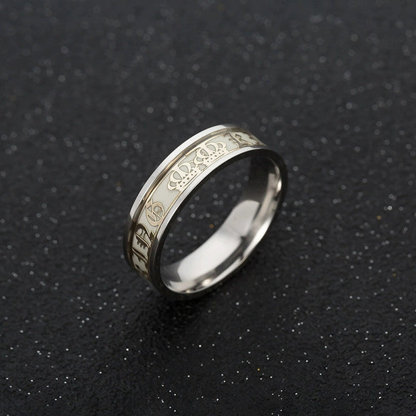 Couple Rings Stainless Steel Geometric Luminous Dripping Oil Jewelry