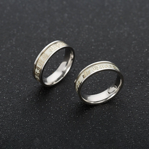 Couple Rings Stainless Steel Geometric Luminous Dripping Oil Jewelry