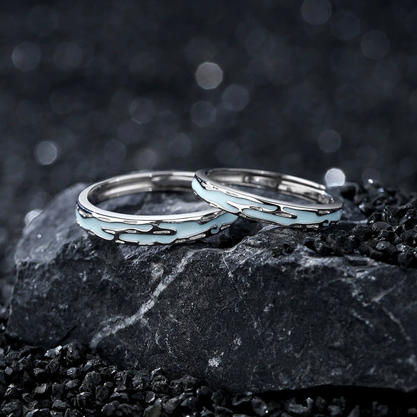 Couple Rings 925 Sterling Silver Electroplating Luminous Jewelry