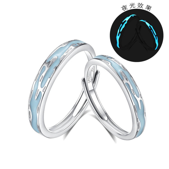 Couple Rings 925 Sterling Silver Electroplating Luminous Jewelry