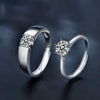 Couple Rings 925 Sterling Silver Geometric Moissanite Sixclaw