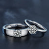Couple Rings 925 Sterling Silver Geometric Moissanite Sixclaw