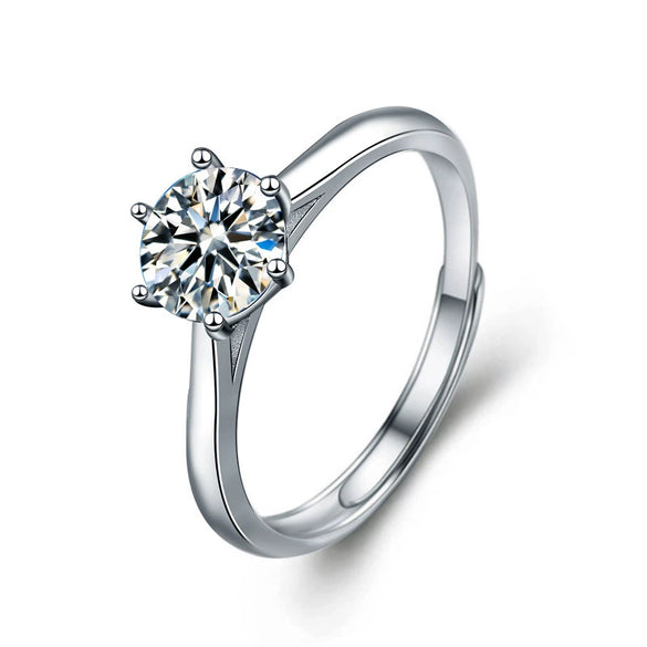 Couple Rings 925 Sterling Silver Geometric Moissanite Sixclaw