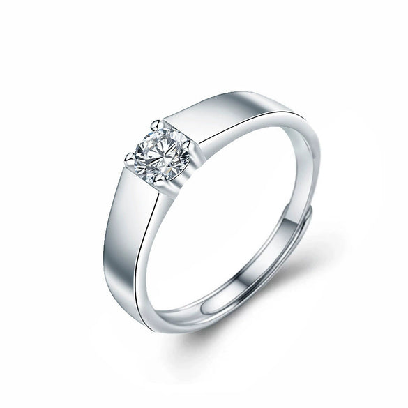 Couple Rings 925 Sterling Silver Geometric Moissanite Sixclaw
