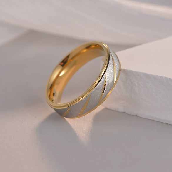 Couple Rings Titanium Steel Geometric Electroplated