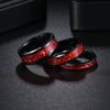 Couple Rings Titanium Steel Geometric Red Imitation Opal Jewelry Vacuum Plating