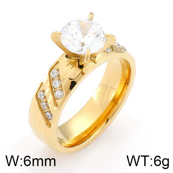 Couple Rings Titanium Steel Light Luxury Wave Pattern Electroplated