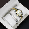 Couple Stainless Steel And Alloy Quartz Watch Set With Round Dial And Fashionable Style
