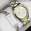 Couple Stainless Steel And Alloy Quartz Watch Set With Round Dial And Fashionable Style