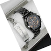 Couple Stainless Steel And Alloy Quartz Watch Set With Round Dial And Fashionable Style