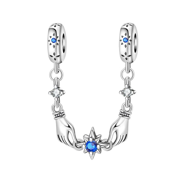 Couple Sun Moon Safety Chain Charm Hanging Beads Diy Jewelry Accessories Bracelet Necklace Silver Plated Dripping Oil Original Design