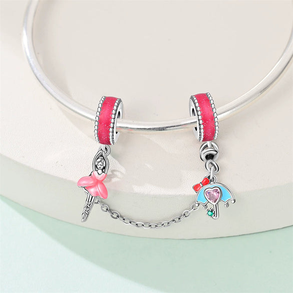 Couple Sun Moon Safety Chain Charm Hanging Beads Diy Jewelry Accessories Bracelet Necklace Silver Plated Dripping Oil Original Design