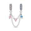 Couple Sun Moon Safety Chain Charm Hanging Beads Diy Jewelry Accessories Bracelet Necklace Silver Plated Dripping Oil Original Design