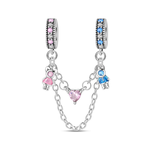 Couple Sun Moon Safety Chain Charm Hanging Beads Diy Jewelry Accessories Bracelet Necklace Silver Plated Dripping Oil Original Design