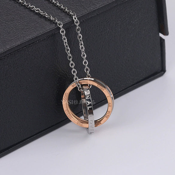 Couple Titanium Steel Electroplated Ball Chain Hiphop Pendant Necklace Trendy Light Luxury Jewelry