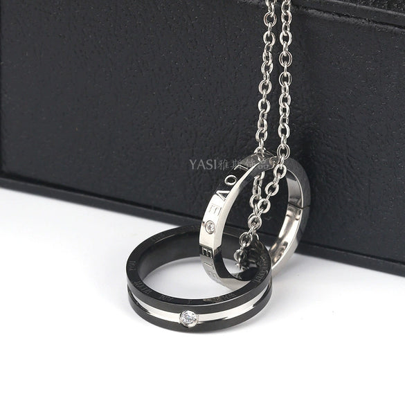 Couple Titanium Steel Electroplated Ball Chain Hiphop Pendant Necklace Trendy Light Luxury Jewelry