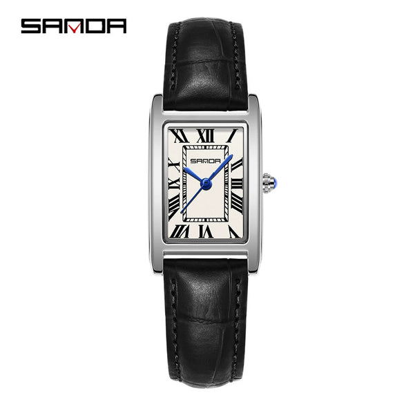 Couple Vintage Square Quartz Watches Waterproof Zinc Alloy Case Stainless Steel Buckle Mineral Tempered Glass Mirror