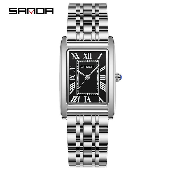 Couple Vintage Square Quartz Watches Waterproof Zinc Alloy Case Stainless Steel Buckle Mineral Tempered Glass Mirror