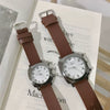 Couple Watch Alloy Case Imitation Leather Strap Square Dial Leisure Style