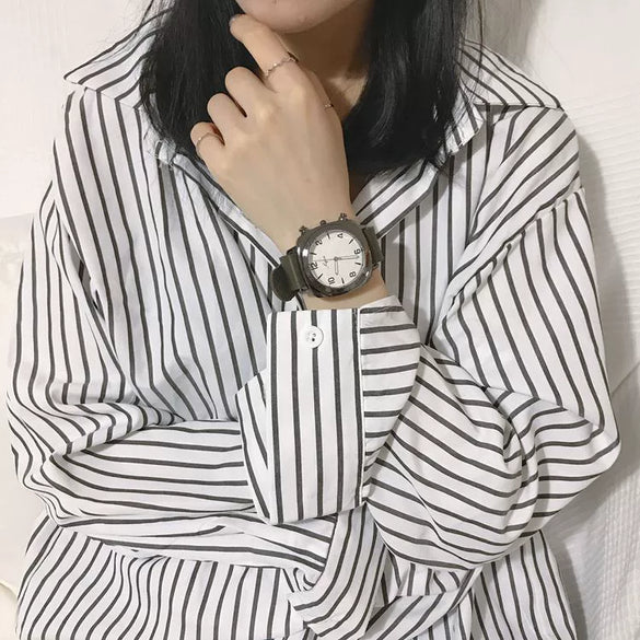 Couple Watch Alloy Case Imitation Leather Strap Square Dial Leisure Style