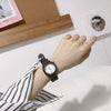 Couple Watch Alloy Case Imitation Leather Strap Square Dial Leisure Style