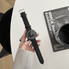 Couple Watch Alloy Case Ordinary Glass Mirror Black And White Graffiti Leisure Style