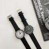 Couple Watch Alloy Case Ordinary Glass Mirror Black And White Graffiti Leisure Style