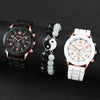 Couple Watch Set Alloy Case Silicone Strap Magnetic Heart Casual Style Round Dial